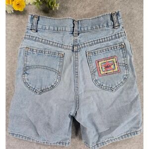 Vintage 80s Chic High Waist Girls Light Wash Denim Button Fly Shorts Size 10 Reg
